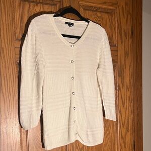 Willi Smith Cream V-Neck Cardigan Large